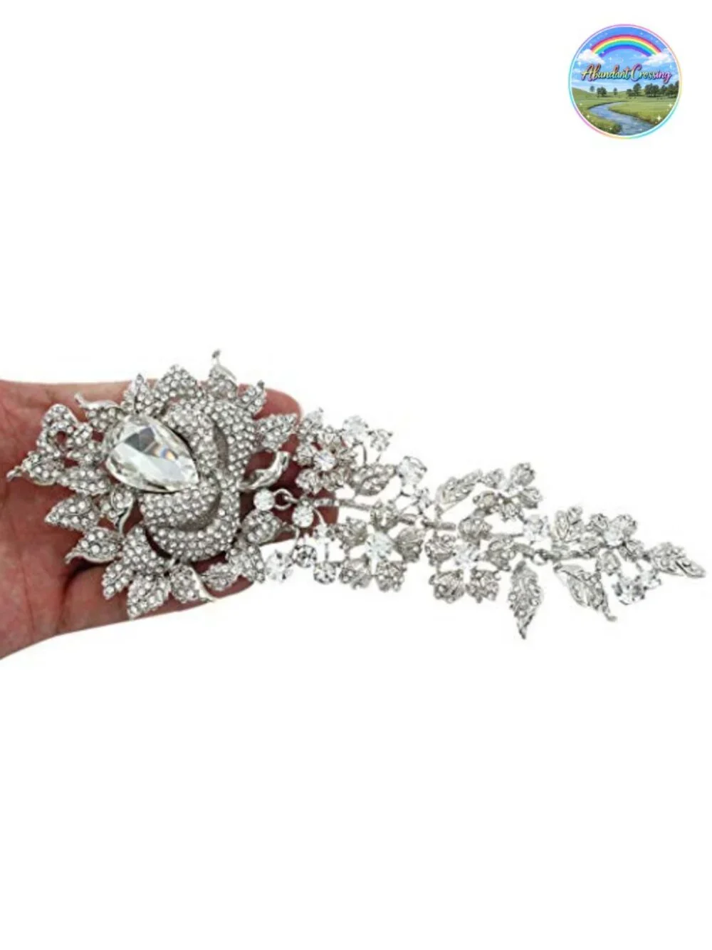 Crystal Rose Brooch Pin Elegant Bridal Prom Accessory for Women